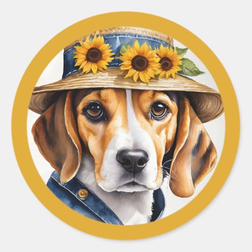 Dog Beagle Clipart Png Classic Round Sticker
