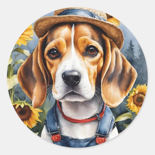 Dog Beagle Clipart Png Classic Round Sticker