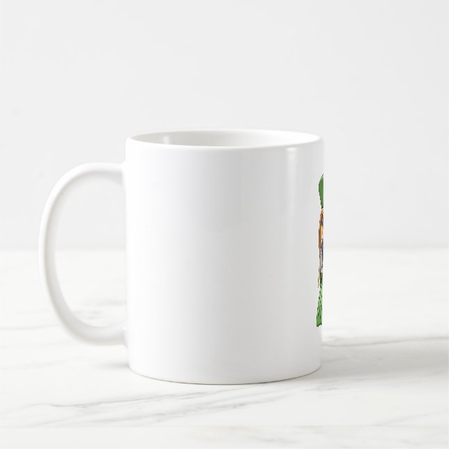 Dog Beagle in green French beret  Coffee Mug (Left)