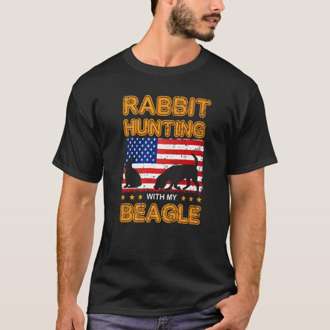Dog Beagle Rabbit Hunting Beagle Hunter Usa Flag H T-Shirt (Front)