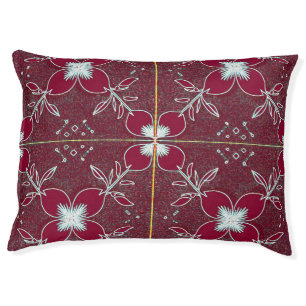 Dog Bed, A vibrant magenta color floral pattern Pet Bed