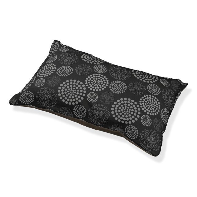 Dog  Bed-Black Dot Circles Pet Bed (Angled)