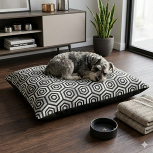 Dog Bed Black White Hexagon Geometric Pattern