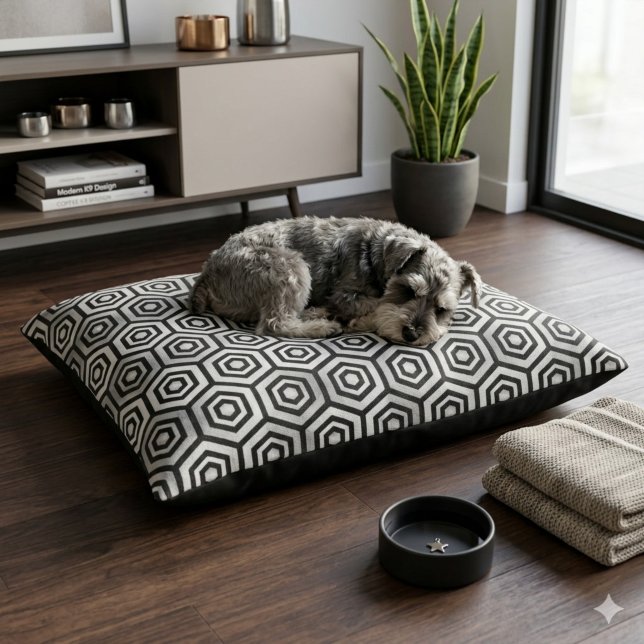 Dog Bed Black White Hexagon Geometric Pattern (Creator Uploaded)