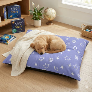 Dog Bed Blue Space Doodle Stars Planets