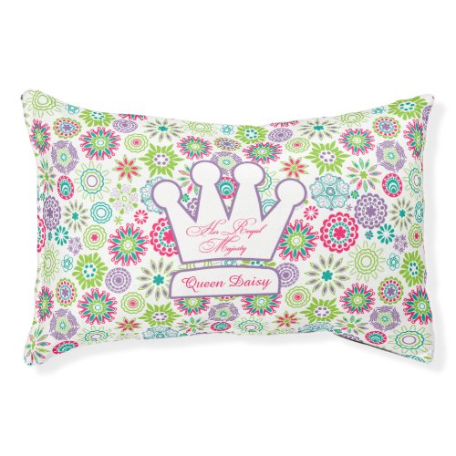 Dog Bed  Her Royal Majesty Crown Bright Flowers