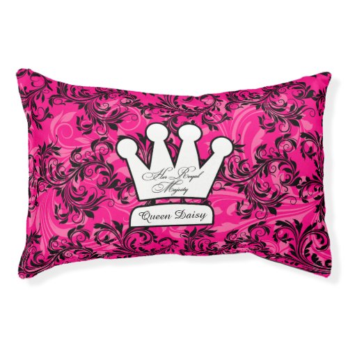 Dog Bed  Her Royal Majesty  Pink Black Flourish