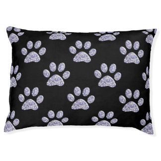 Dog Bed - Lt Lavendar Bling Paw Prints