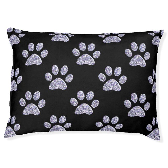 Dog Bed - Lt Lavendar Bling Paw Prints (Front)