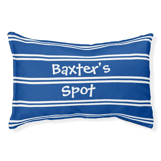 Dog Bed Personalized Name Pillow Blue (Front)