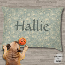 Dog Bed - Sage Green Botanical, Personalized