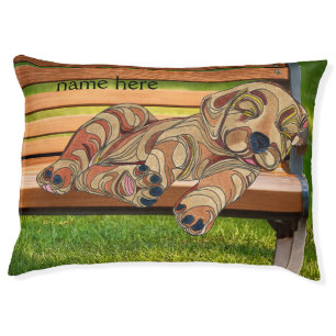 Dog Bed Sleeping Puppy on a Bench