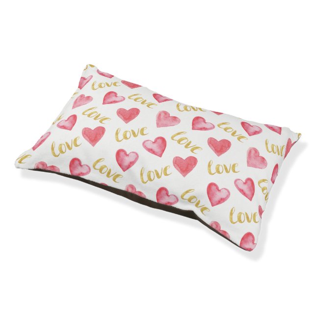 Dog Bed Small - Heart Pattern (Angled)