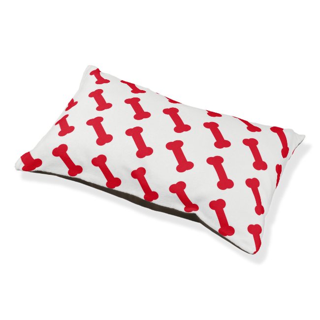 Dog Bed with Cute Red Dog Bones Pattern