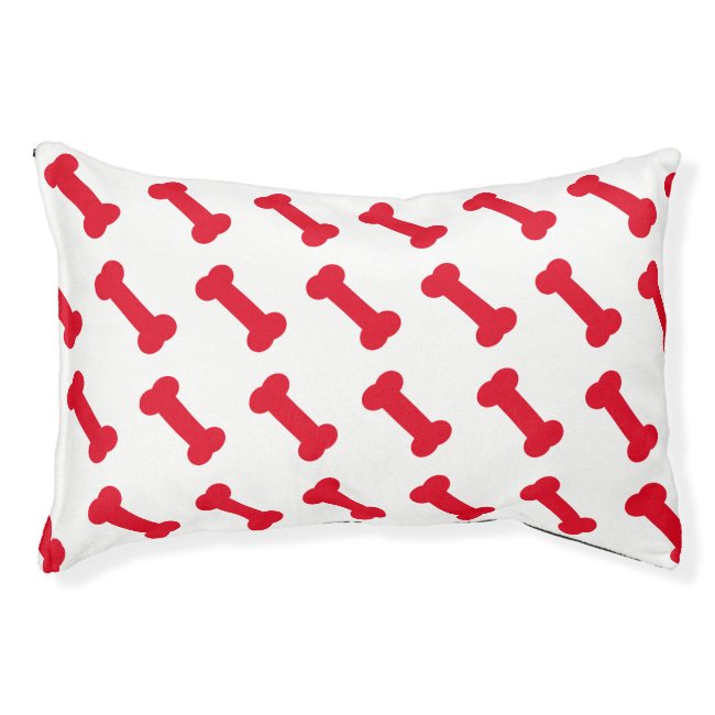 Dog Bed with Cute Red Dog Bones Pattern