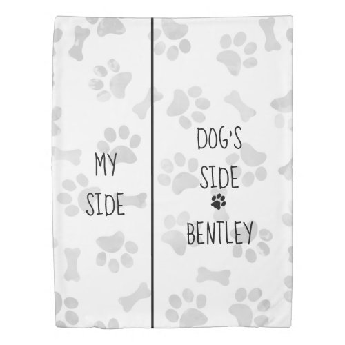 Dog Bedroom Decor Paw Prints My Side Dogs Side Duvet Cover