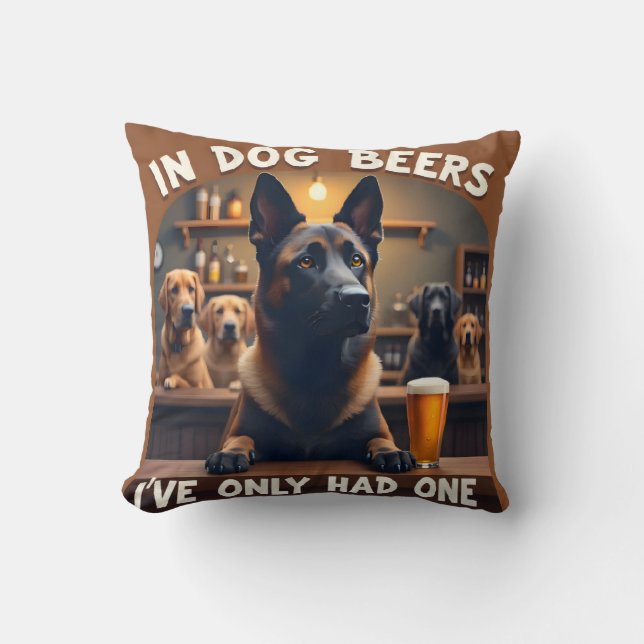 Dog Beers throw pillow (Front)