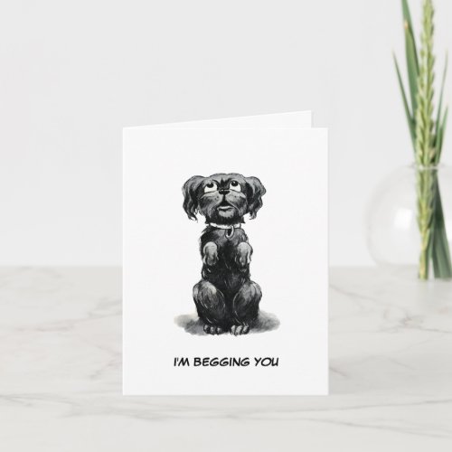 Dog Begging for Forgiveness Late Birthday Wishes Card