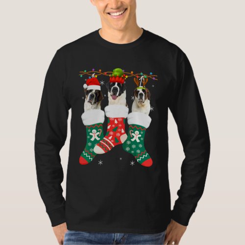 Dog Bernard Christmas Socks  Xmas Pajama Pet Puppy T-Shirt