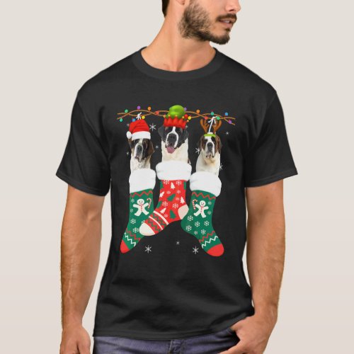 Dog Bernard Christmas Socks  Xmas Pajama Pet Puppy T-Shirt