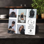 Dog Best Friend' Pet Photo Grid Keepsake Gift Plaque<br><div class="desc">Create your own pet dog photo plaque using this modern picture grid template. Simply upload your own photographs and customize the text. Featuring the title 'Our Best Friend has Paws',  a cute little pawprint with a heart centre that can be changed to any color and your pets name/s.</div>
