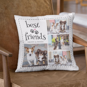 Dog Best Friends 4 Photo Collage Throw Pillow