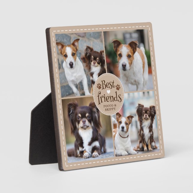 Dog BEST FRIENDS 4 Photos Pawprints Custom Plaque (Front)