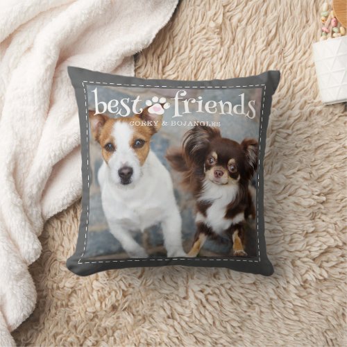 Dog Best Friends Pawprint One Photo Custom Colors Throw Pillow