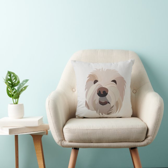 Dog Bichon Frise  Throw Pillow (Chair)