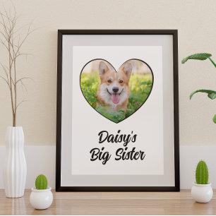Dog big sister personalized photo poster