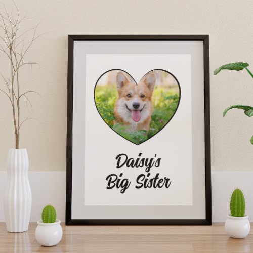 Dog big sister personalized photo poster