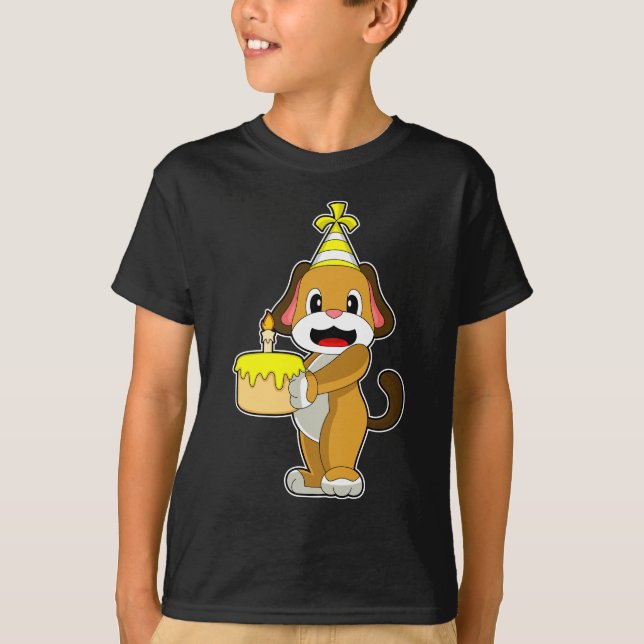 Dog Birthday Cake Candle T-Shirt (Front)