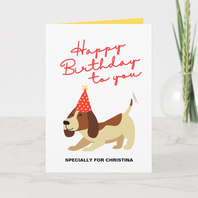 Dog Birthday Card, Cute Personalize Birthday Card (Front)
