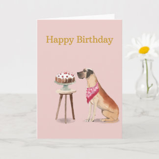 Dog Birthday Card, Great Dane, Happy Birthday Card