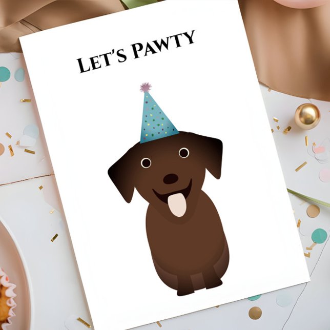Dog Birthday Card, Let's Pawty Labrador Retriever Card (Creator Uploaded)