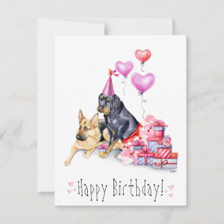 Dog Birthday Card - Rottweiler & German Shepard