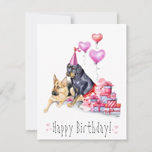 Dog Birthday Card _ Rottweiler  German Shepard
