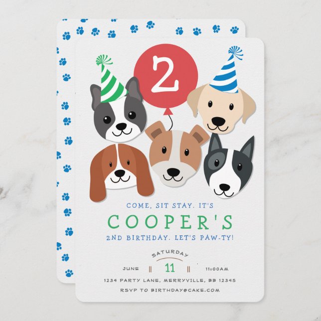 Dog Birthday Invitation (Front/Back)