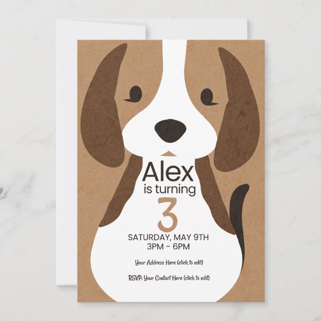 Dog Birthday Invitation | Editable Name & Age (Front)