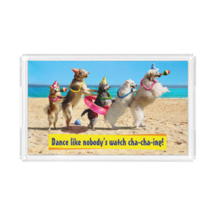 Dog Birthday Party Conga Line Acrylic Tray