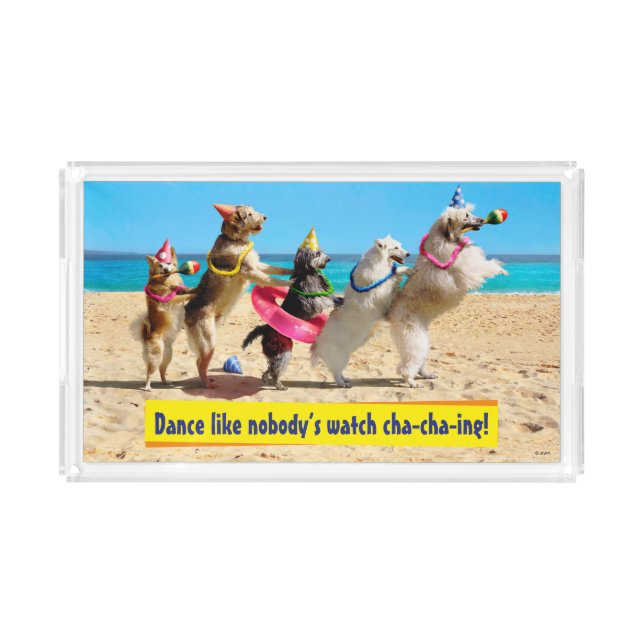 Dog Birthday Party Conga Line Acrylic Tray (Front)