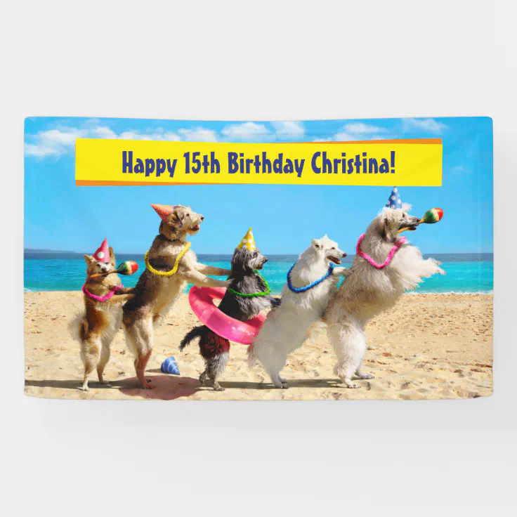 Dog Birthday Party Conga Line Banner Zazzle