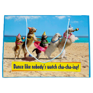 Dog Birthday Party Conga Line Large Gift Bag