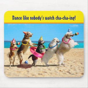 Dog Birthday Party Conga Line Mouse Pad
