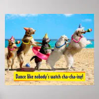 Dog Birthday Party Conga Line Poster Zazzle