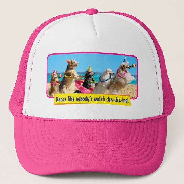 Dog Birthday Party Conga Line Trucker Hat (Front)