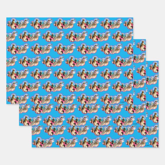 Dog Birthday Party Conga Line Wrapping Paper Sheets (Set)