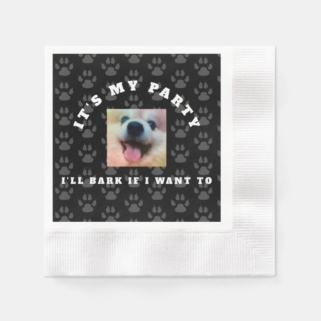 Dog Birthday Party Custom Photo Napkins (Front)