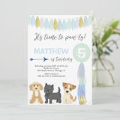 Dog birthday party, Cute puppy dog boy Invitation (Standing Front)