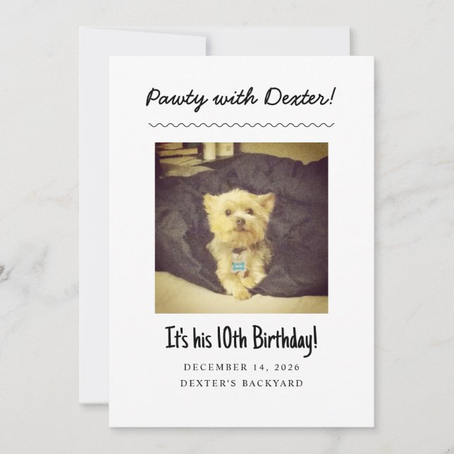 Dog Birthday Party - Funny Invitation with Photo (Front)